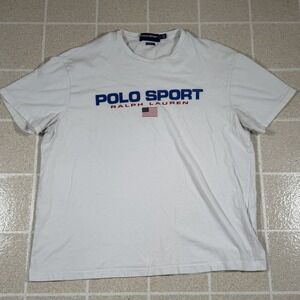 Vintage Polo Sport Polo Ralph Lauren Single Stitch Tee Size L Men White T Shirt